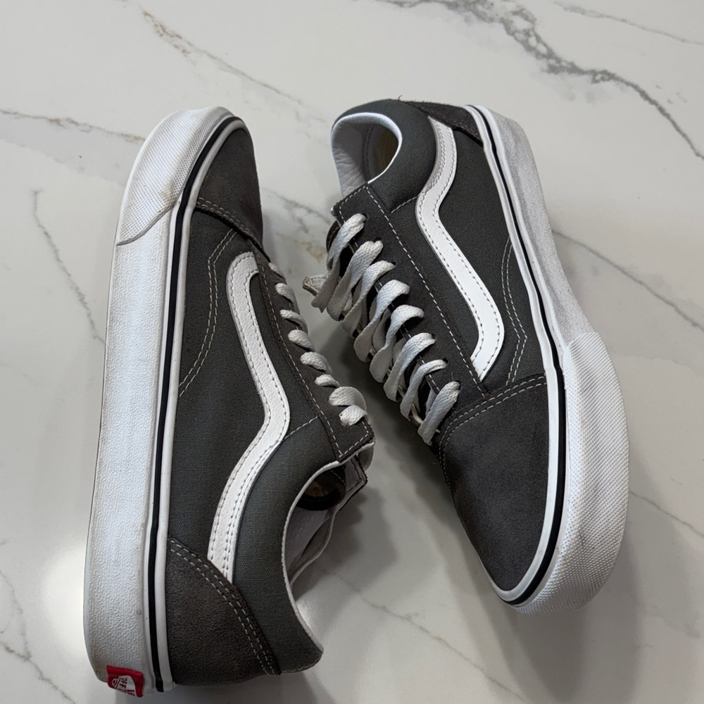 Vans Old Skool Gray and White Suede Low Top Sneakers - Picture 9 of 15